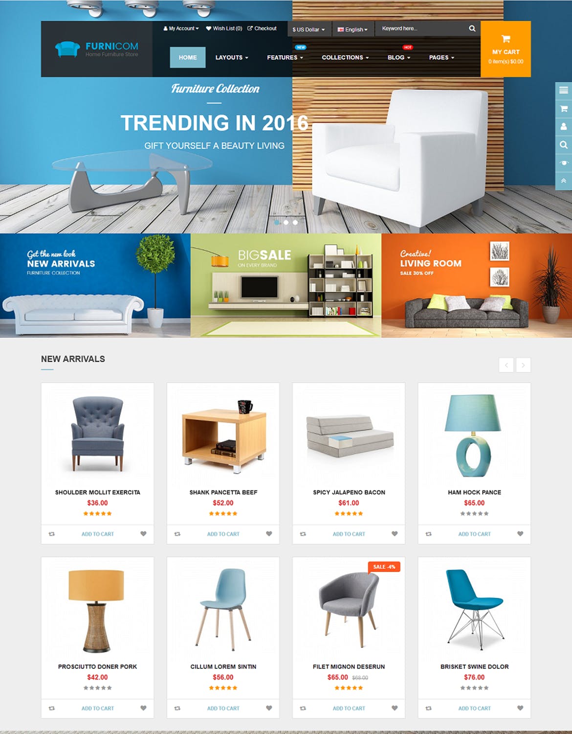 家具家装网上商城HTML模板第一素材精选 Furnicom – Furniture & Interior HTML Template插图(1)
