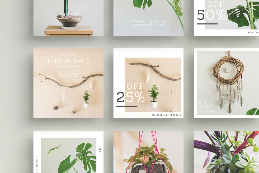 植物盆栽主题社交媒体贴图模板第一素材精选[Instagram版本] NATURALIS Instagram Pack插图(8)