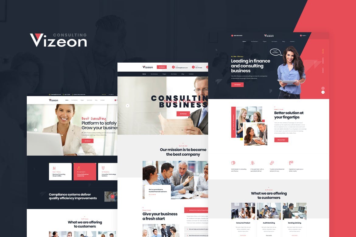 商务咨询服务公司企业网站设计HTML模板第一素材精选 Vizeon – Business Consulting HTML Template插图