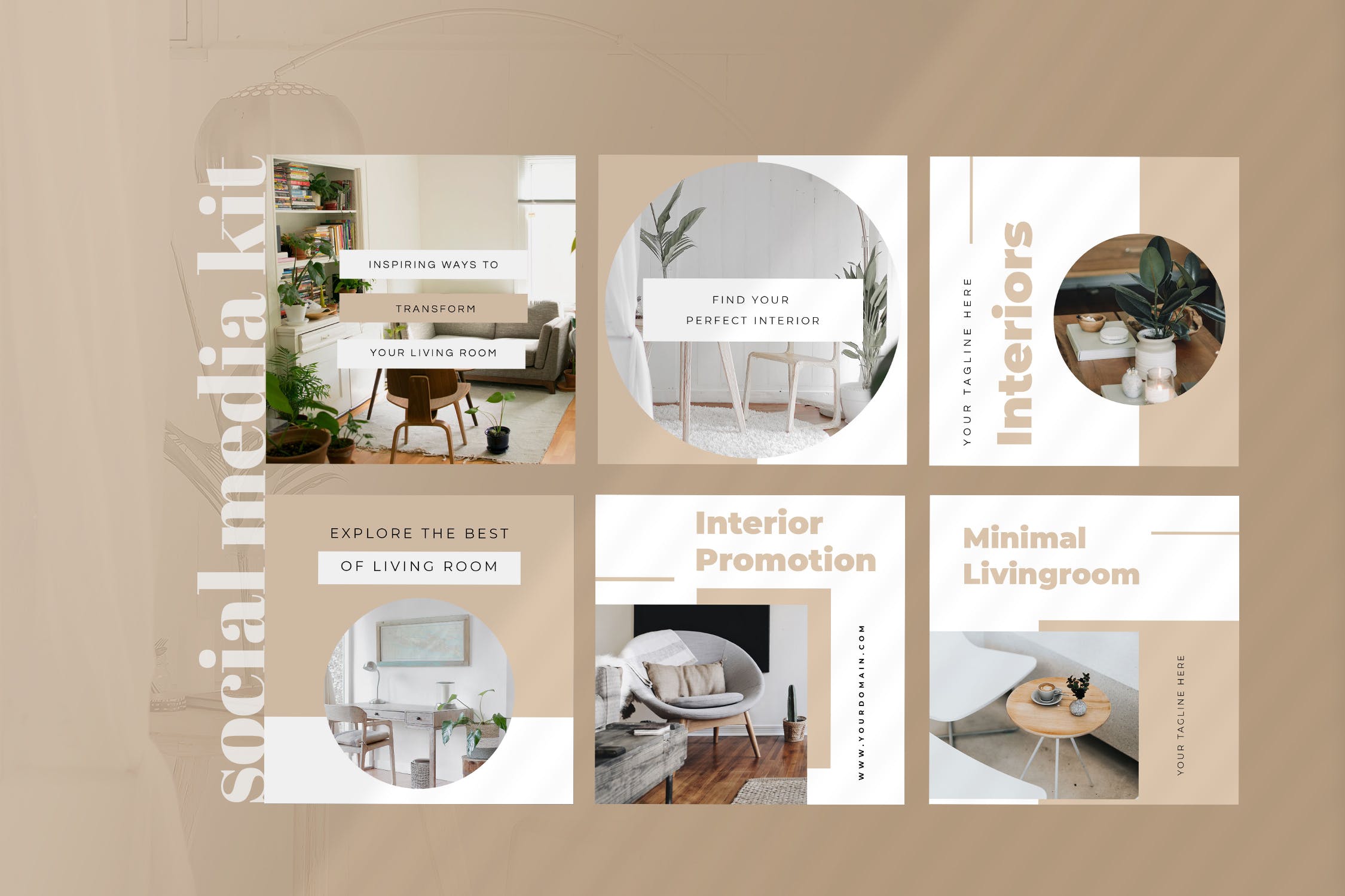 室内设计&现代家具品牌社交推广设计素材 Four – Interior Social Media Kit插图