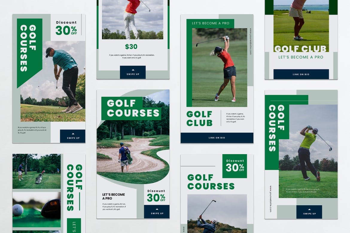 高尔夫球场/俱乐部Instagram社交媒体品牌故事推广PSD&AI模板第一素材精选 Golf Competition Instagram Stories PSD & AI插图(1)