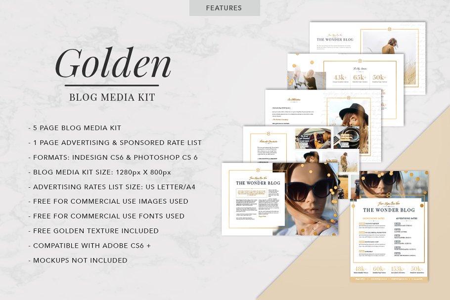 金箔奢华装饰博客贴图模板第一素材精选 GOLDEN | Blog Media Kit插图(1)