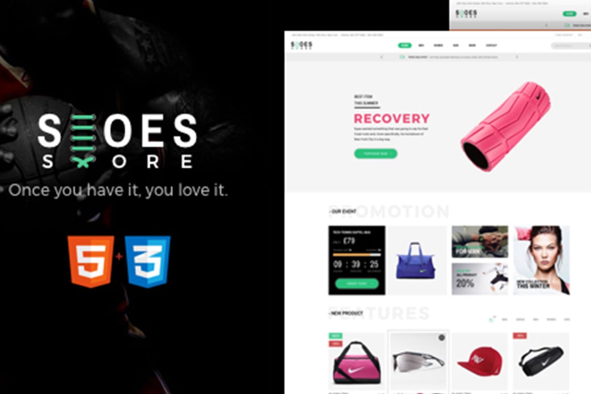 鞋帽运动装备电商网站HTML模板蚂蚁素材精选 Shoes – eCommerce HTML5 Template插图