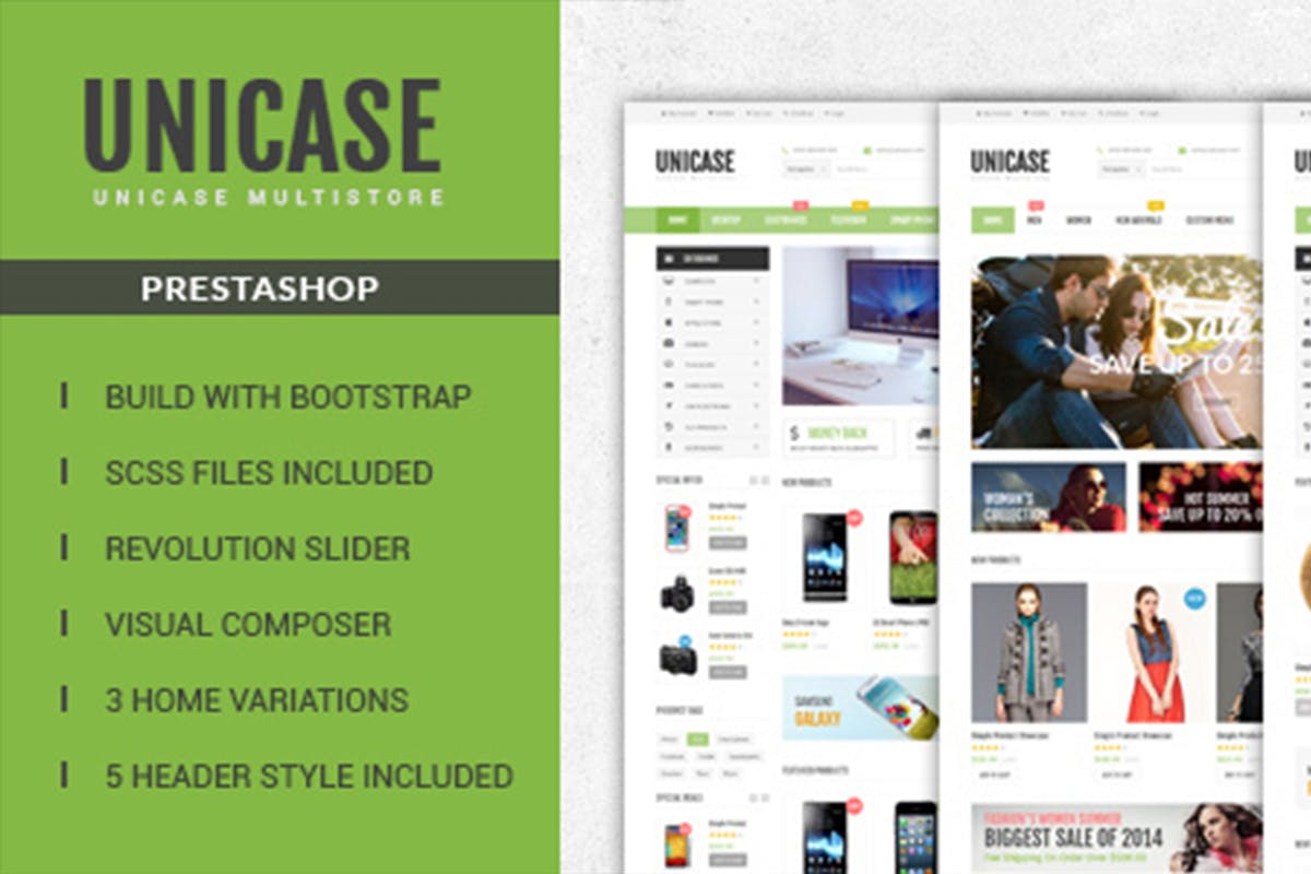 响应式网上商城Prestashop主题模板第一素材精选 Unicase Responsive Prestashop Theme插图