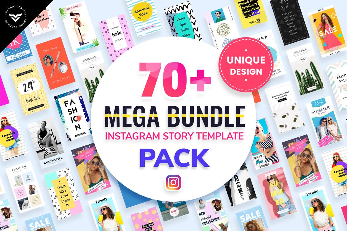 70+Instagram社交网站品牌推广广告设计模板第一素材精选合集 Instagram Stories Mega Bundle Templates插图(1)