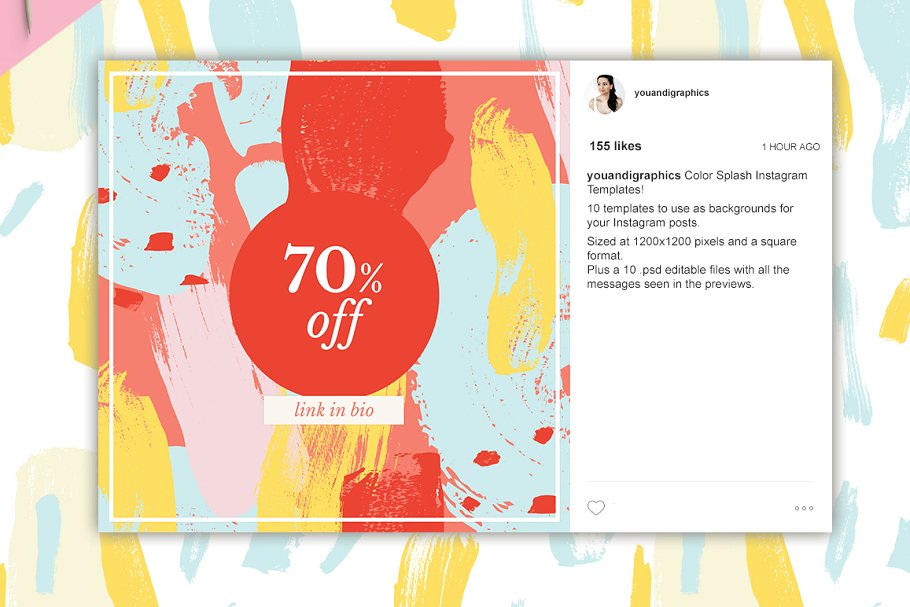 多彩新媒体社交媒体贴图模板第一素材精选 Colorful Instagram Templates插图(2)
