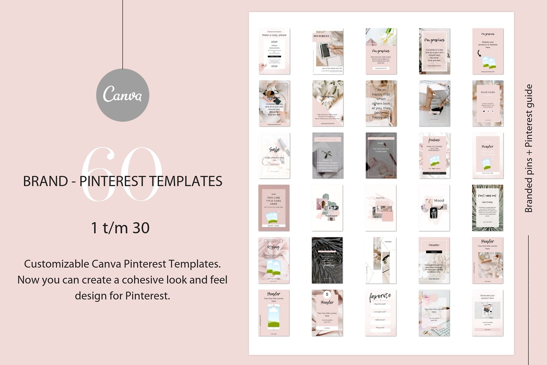 高品质的品牌社交媒体宣传Canva模板第一素材精选 Branded pins + Pinterest guide [jpg,pdf]插图(3)