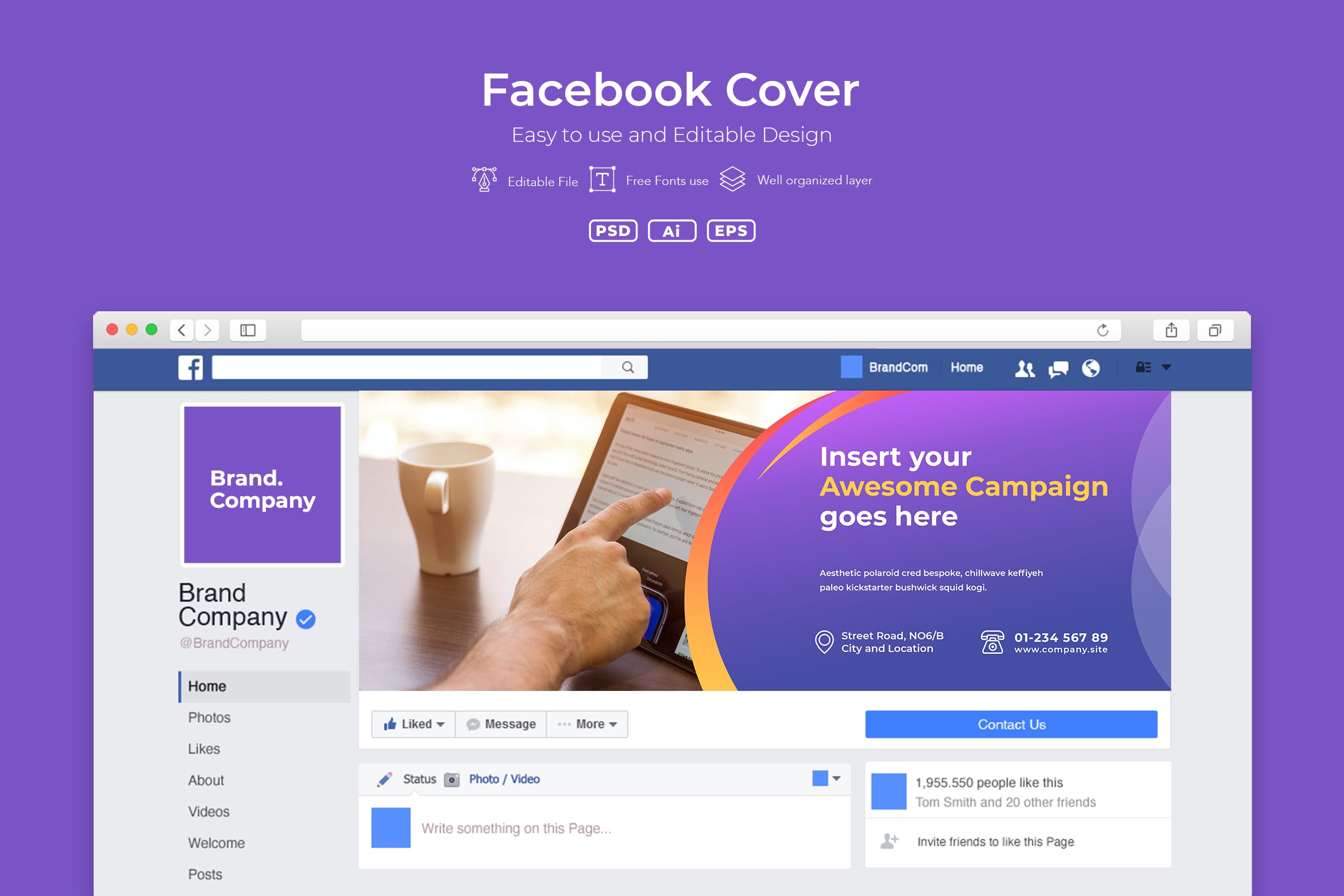 企业商务主题Facebook主页封面设计模板第一素材精选v2.6 ADL Facebook Cover.v2.6插图