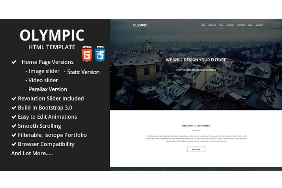 Bootstrap框架视差效果设计响应式HTML5模板蚂蚁素材精选下载 Olympic One Page Parallax Template插图