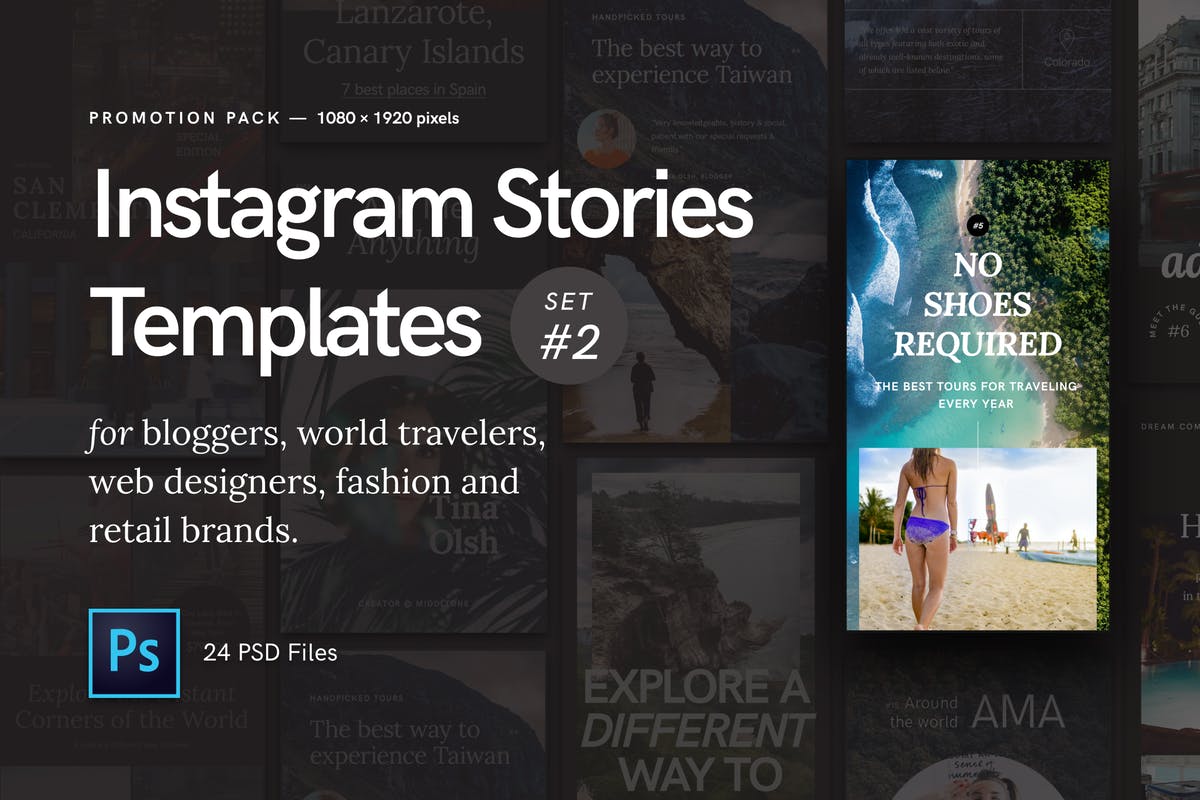 摄影作品展示/服装促销适用新媒体社交媒体Banner模板第一素材精选合集v2 Instagram Stories — Promotion Pack (Set 2)插图