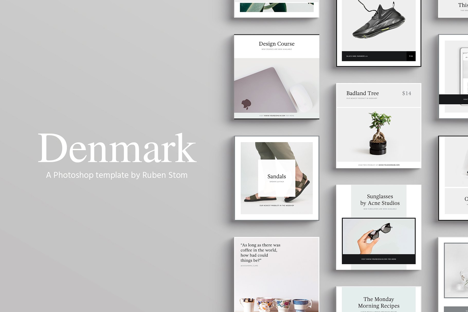 时尚电商社交媒体贴图模板蚂蚁素材精选 Denmark Social Media Templates插图
