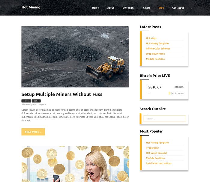挖矿主题网站Joomla模板第一素材精选 Hot Mining插图(7)