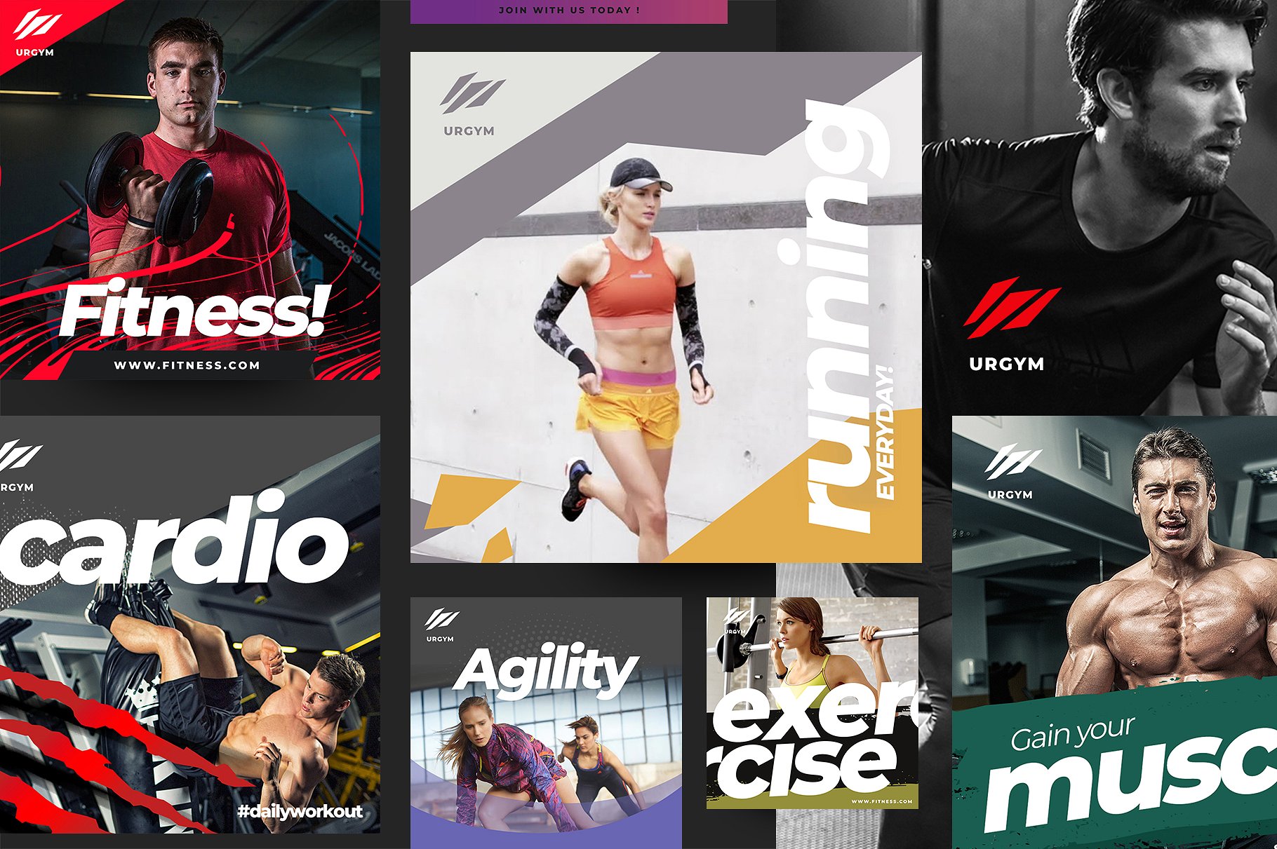 时尚健身&健身器材的instagram社交媒体模板第一素材精选 Fitness & Gym instagram pack 2.0 [psd]插图(2)