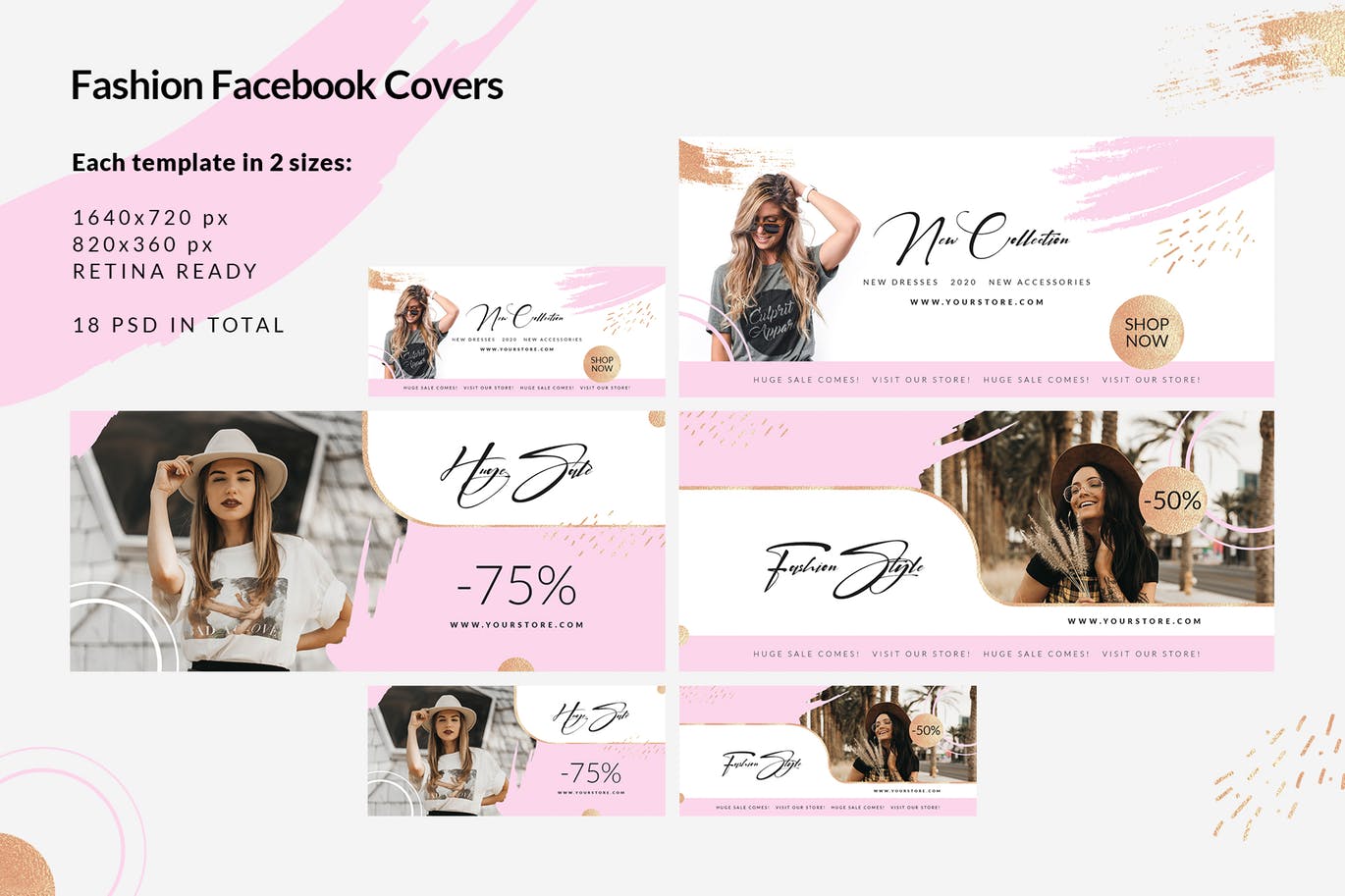 时尚品牌打折促销Facebook封面设计模板第一素材精选 Fashion Facebook Covers插图(2)