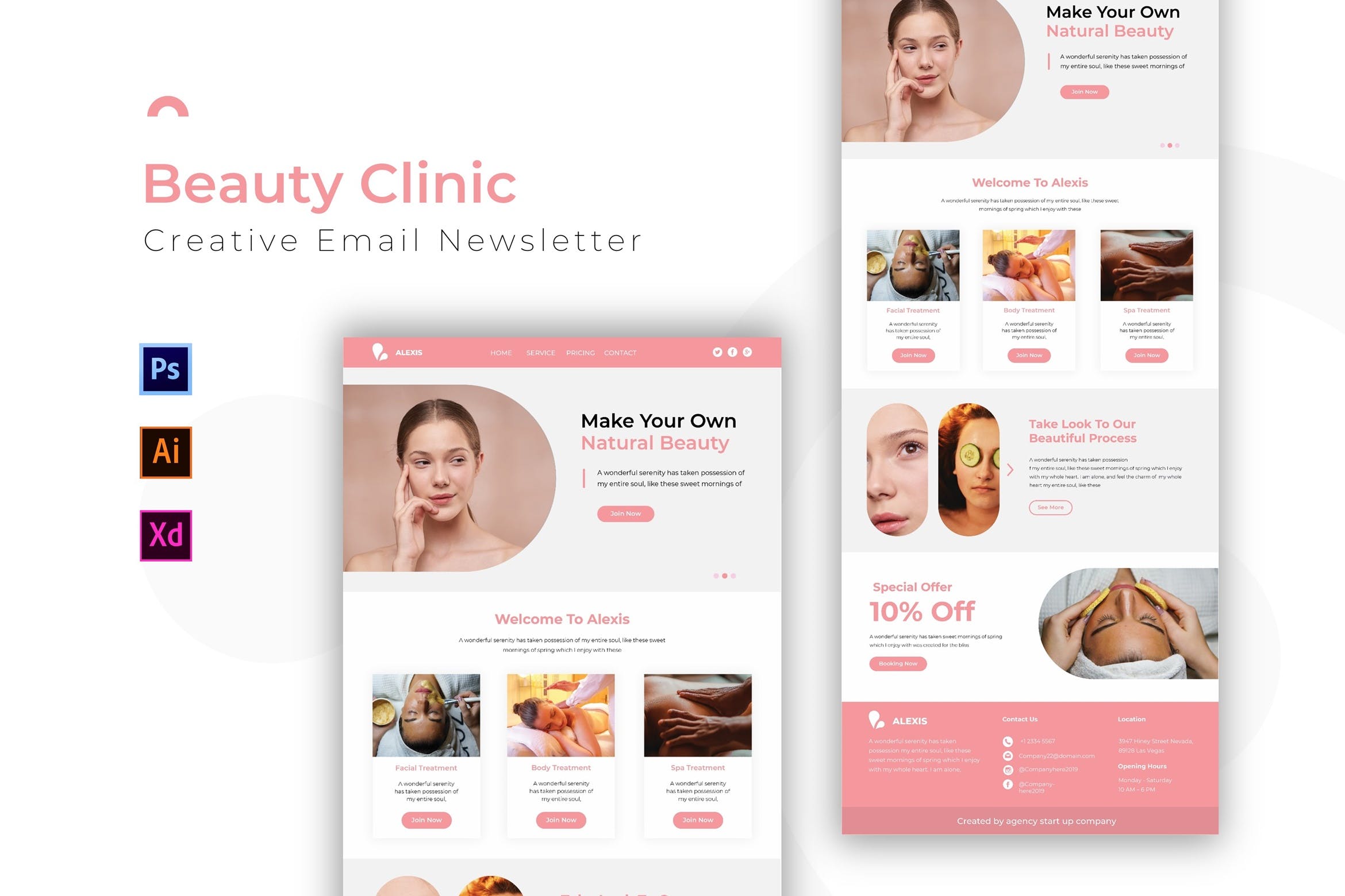 美容医疗诊所邮件订阅营销设计模板 Beauty Clininc | Newsletter插图