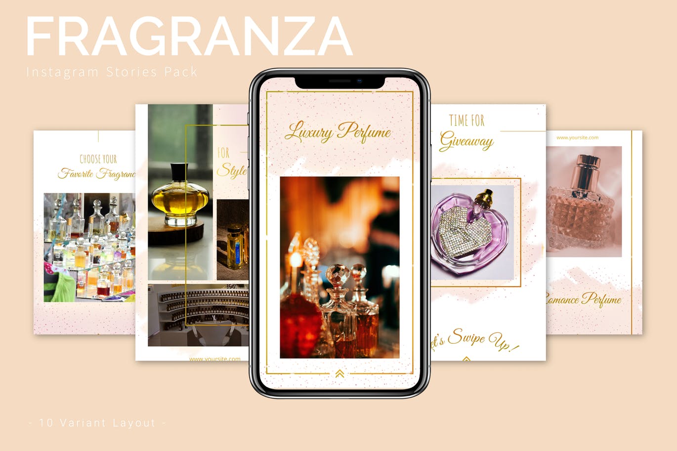 香水品牌故事推广Instagram设计素材包 Fragranza – Instagram Story Pack插图