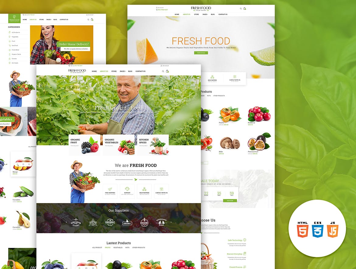 有机食品/蔬果网上商城HTML模板大洋岛精选下载 Fresh Food – Organic Food/Fruit HTML Template插图1