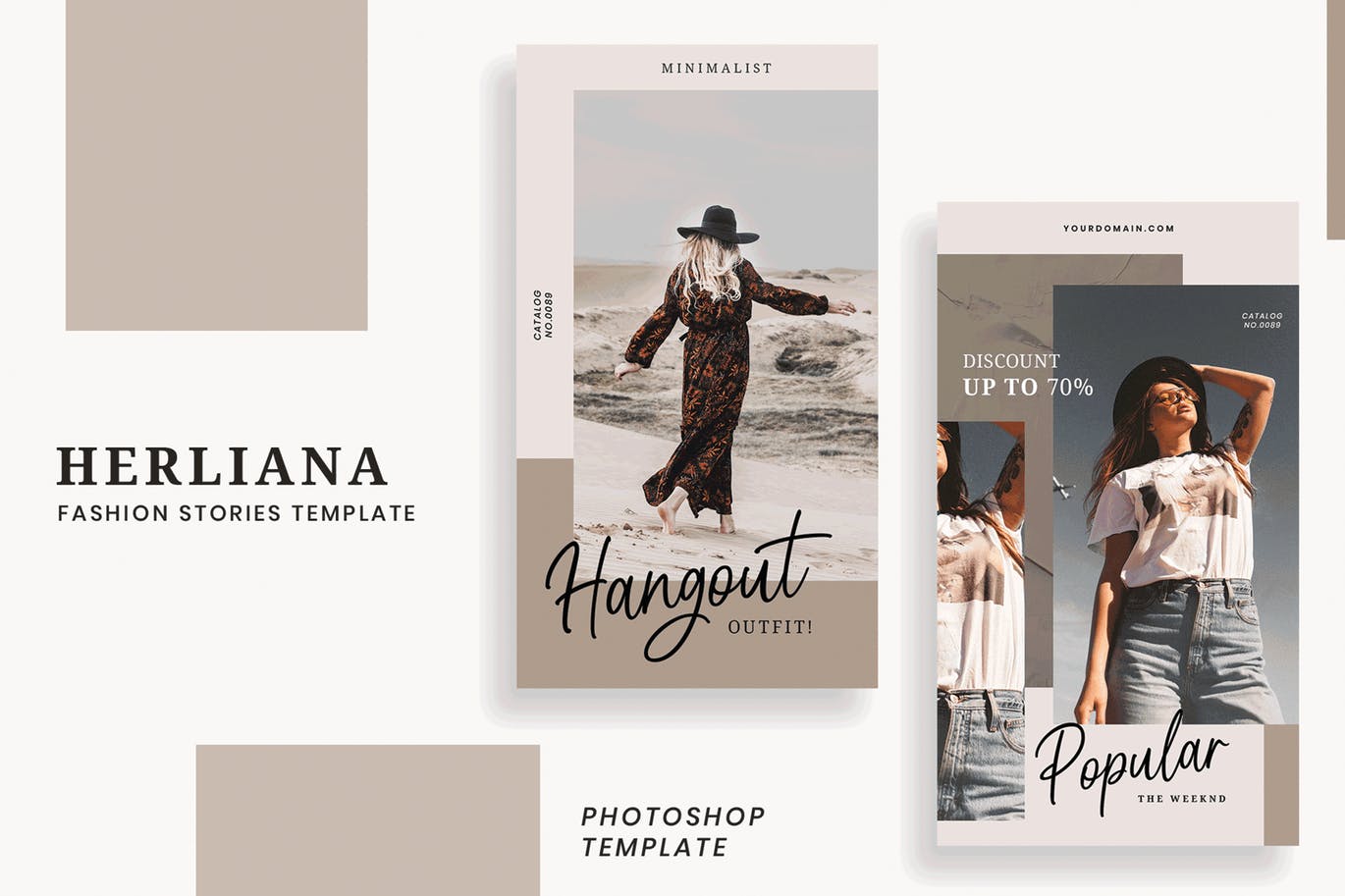 简约风格Instagram社交媒体设计广告图设计模板第一素材精选 Herliana Instagram Story Template插图