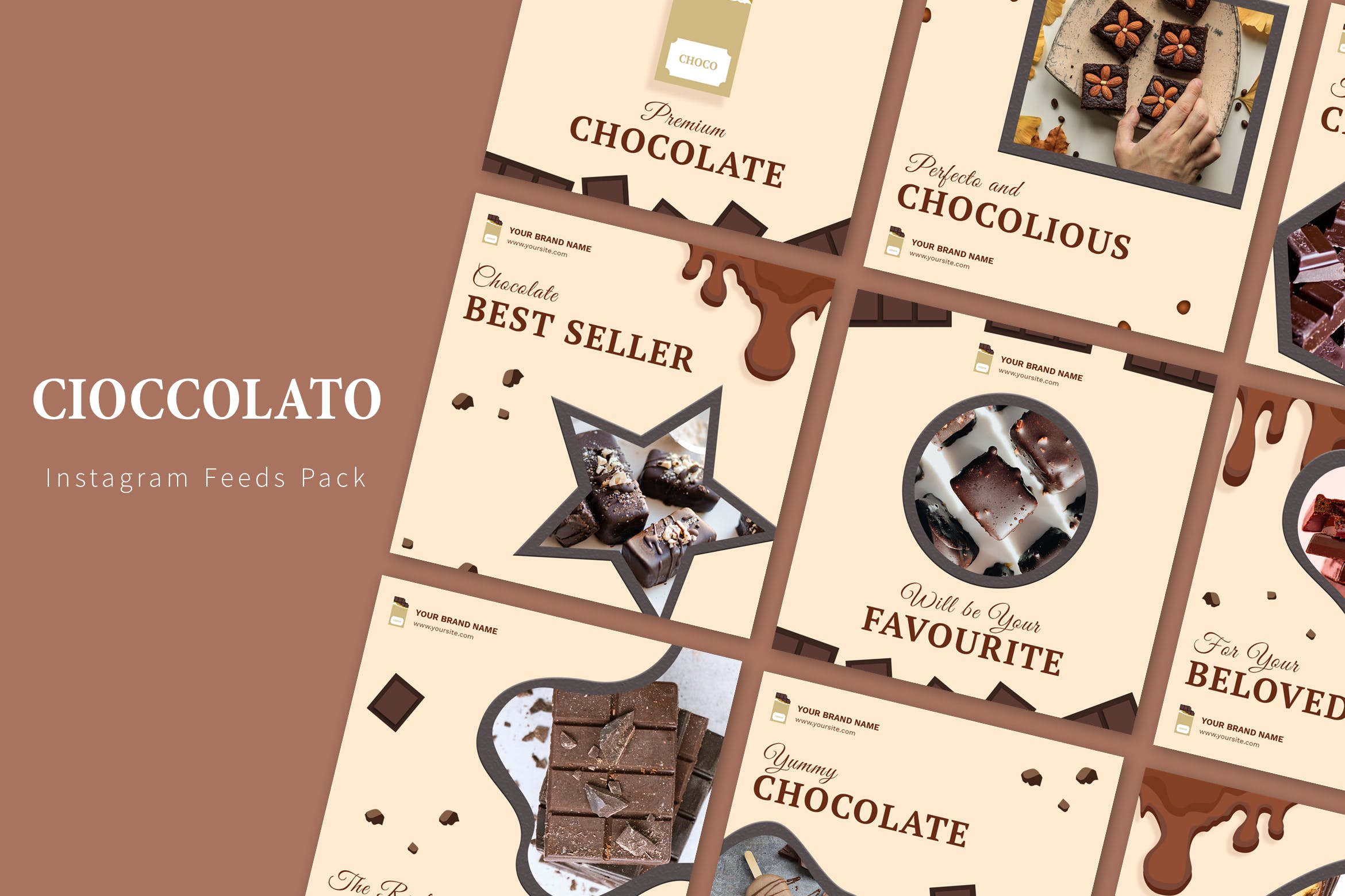 巧克力品牌营销Instagram社交信息流广告模板第一素材精选 Cioccolato – Instagram Feeds Pack插图