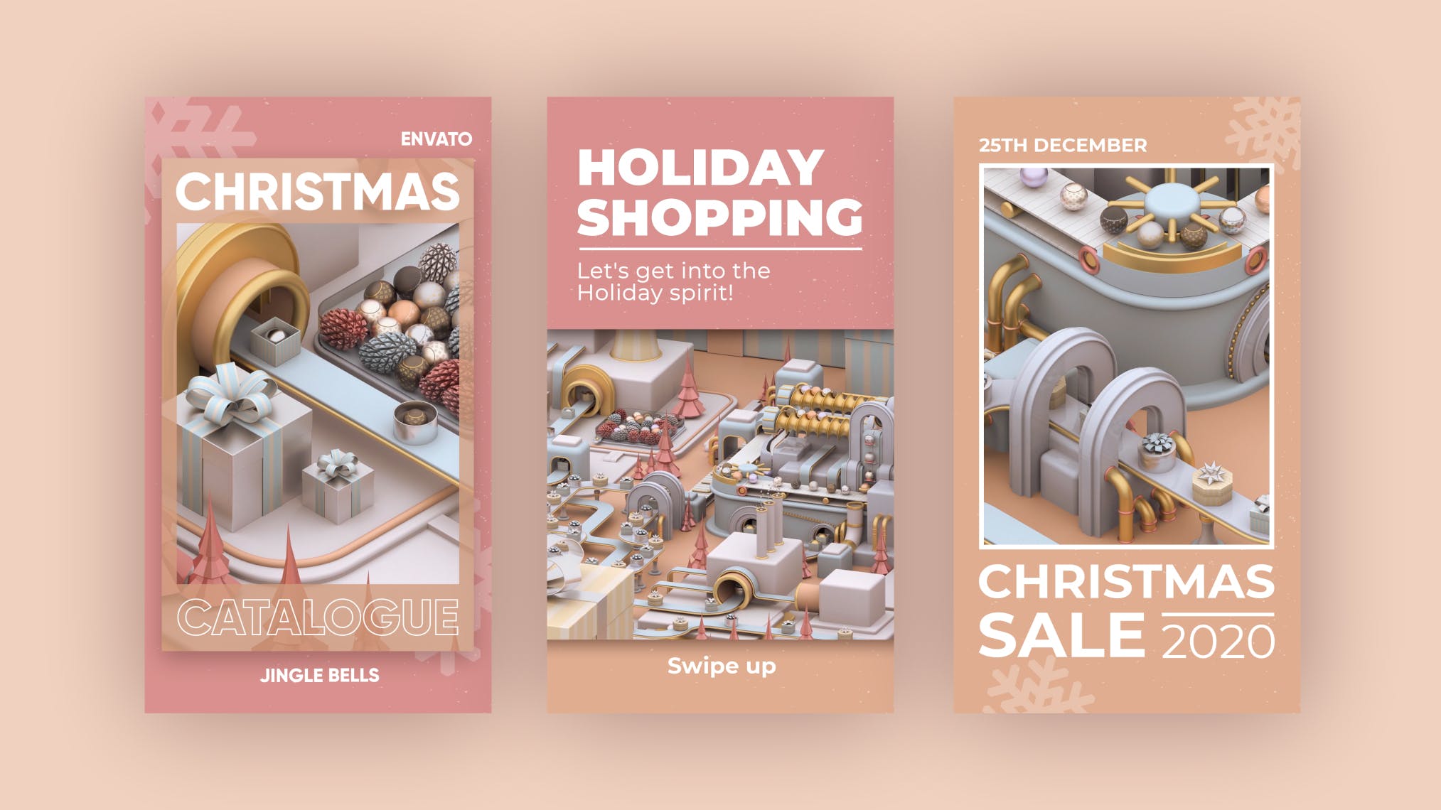 圣诞节3D建模工厂场景背景品牌故事/促销广告模板 Christmas Stories插图9