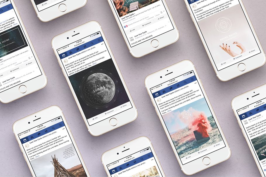 Facebook社交媒体贴图模板蚂蚁素材精选 LUMINA Facebook Pack插图(4)
