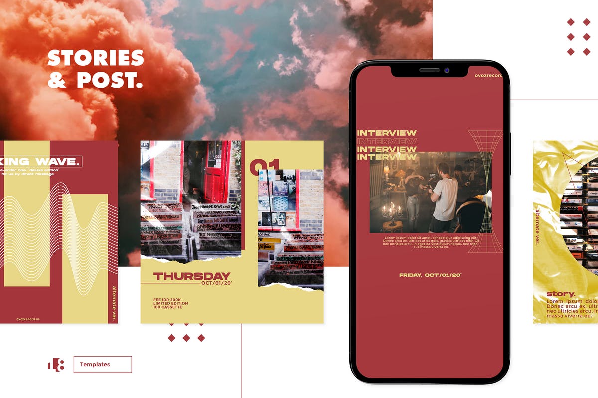 Instagram社交平台塑料纹理背景贴图设计模板蚂蚁素材精选v1 Instagram Template Vol.1插图(5)