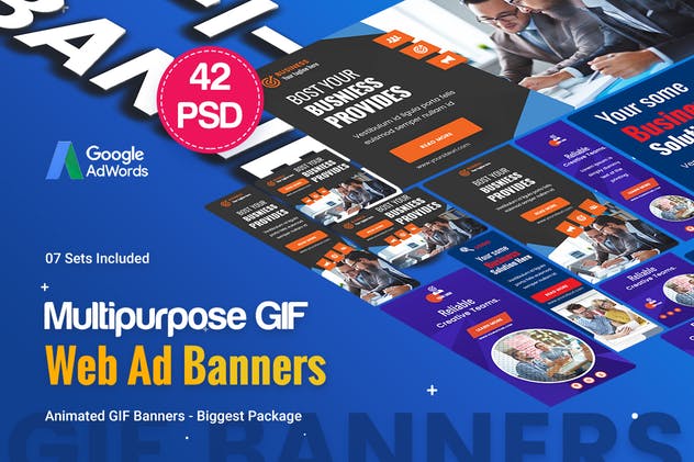 42个Gif动画多用途Banner蚂蚁素材精选广告模板 Animated GIF Multipurpose Banner Ad – 42 PSD插图(1)