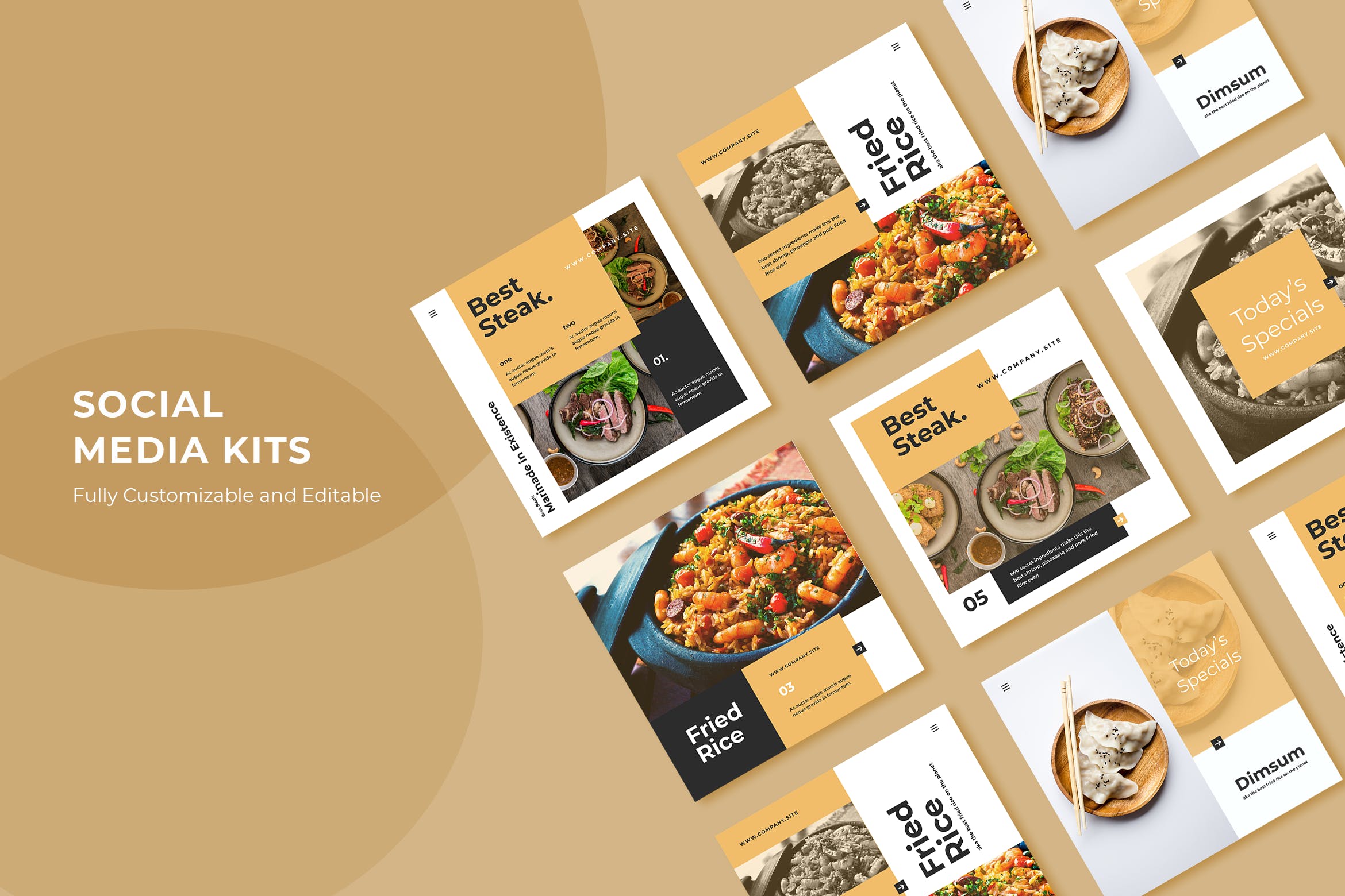 社交新媒体平台美食主题广告设计模板蚂蚁素材精选v29 ADL Social Media Kit.29插图