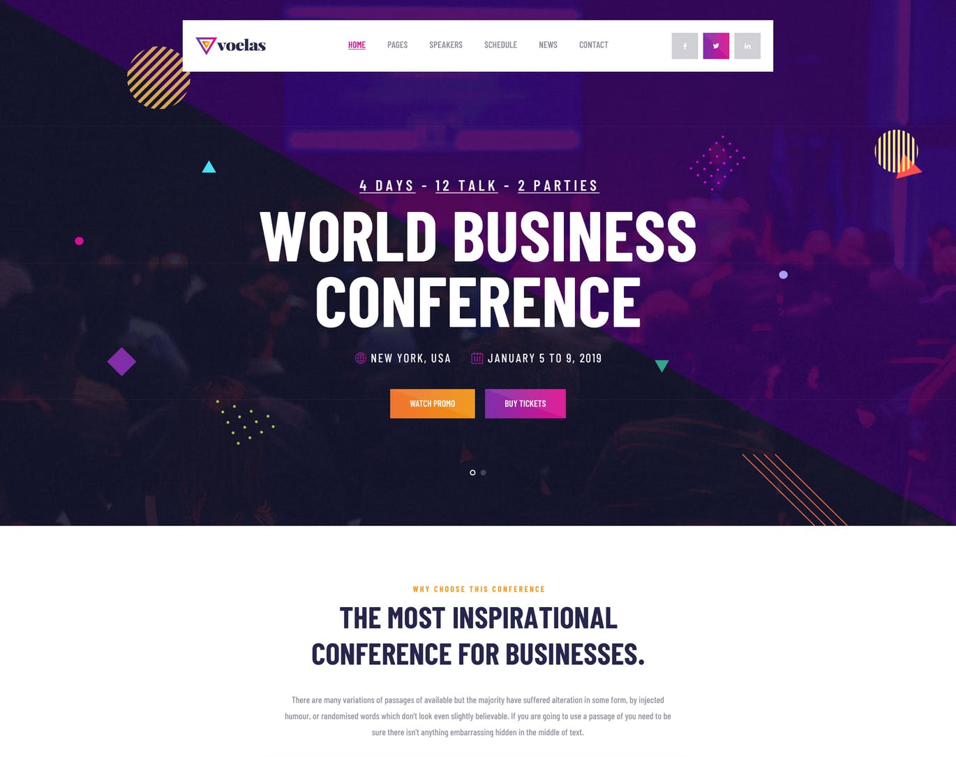 活动会议报名网站HTML模板第一素材精选 Voelas – Event & Conference HTML Template插图(2)