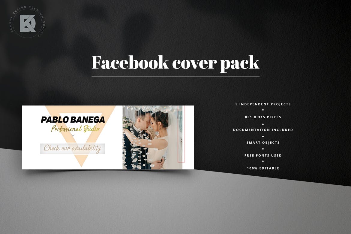 婚礼婚宴活动邀请Facebook封面设计模板第一素材精选 Wedding Facebook Cover Kit插图(3)
