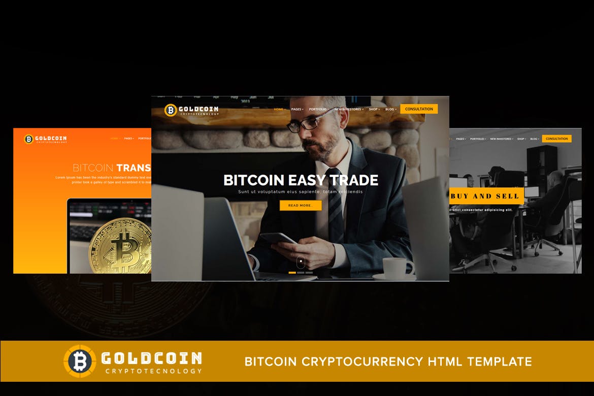 比特币加密货币主题网站HTML模板第一素材精选 GoldCoin – Bitcoin Cryptocurrency HTML Template插图(1)