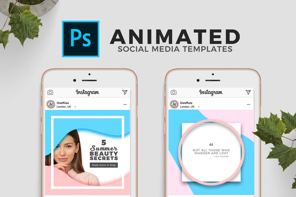 社交媒体动画贴图PSD模板蚂蚁素材精选 Animated Social Media Templates for Photoshop插图