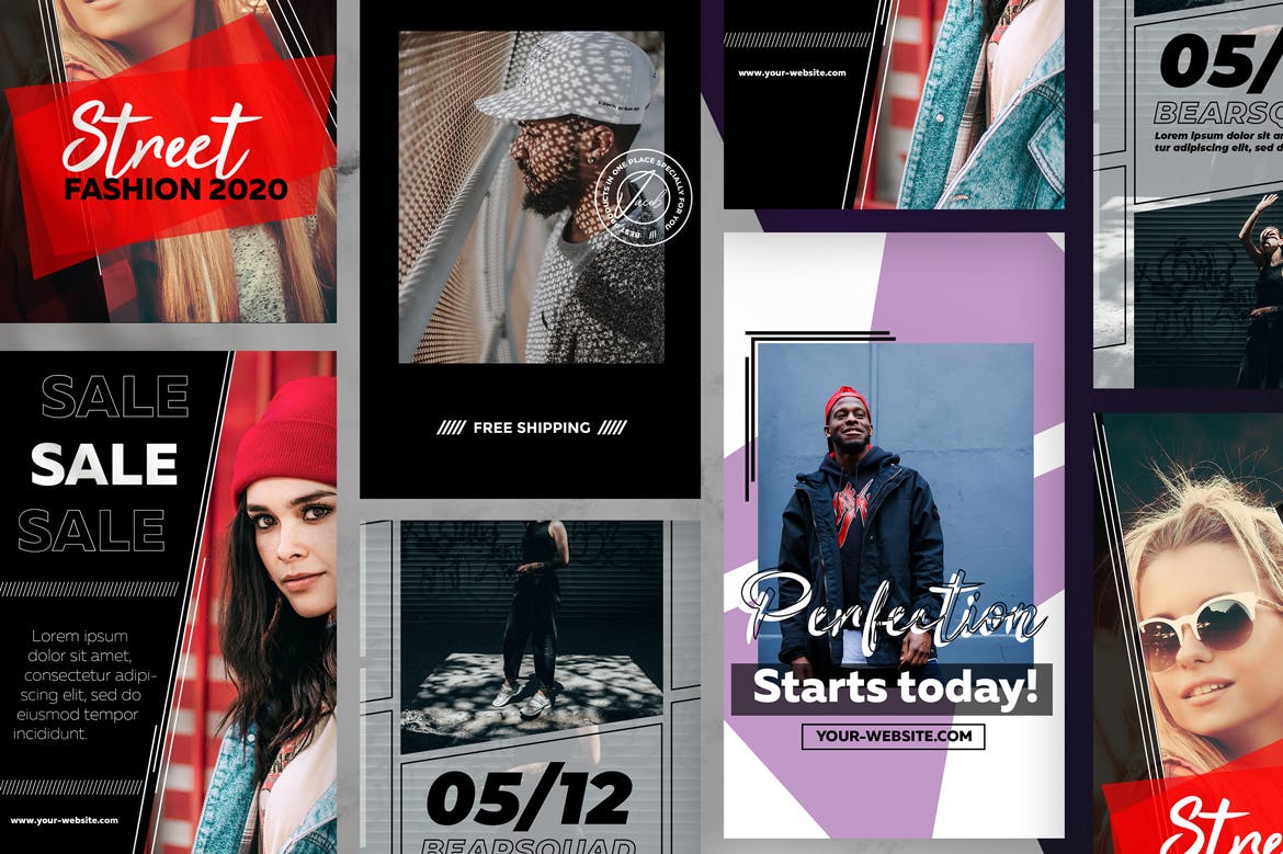 Instagram时尚品牌故事设计模板第一素材精选素材 Instagram Trendy Stories Pack插图(3)