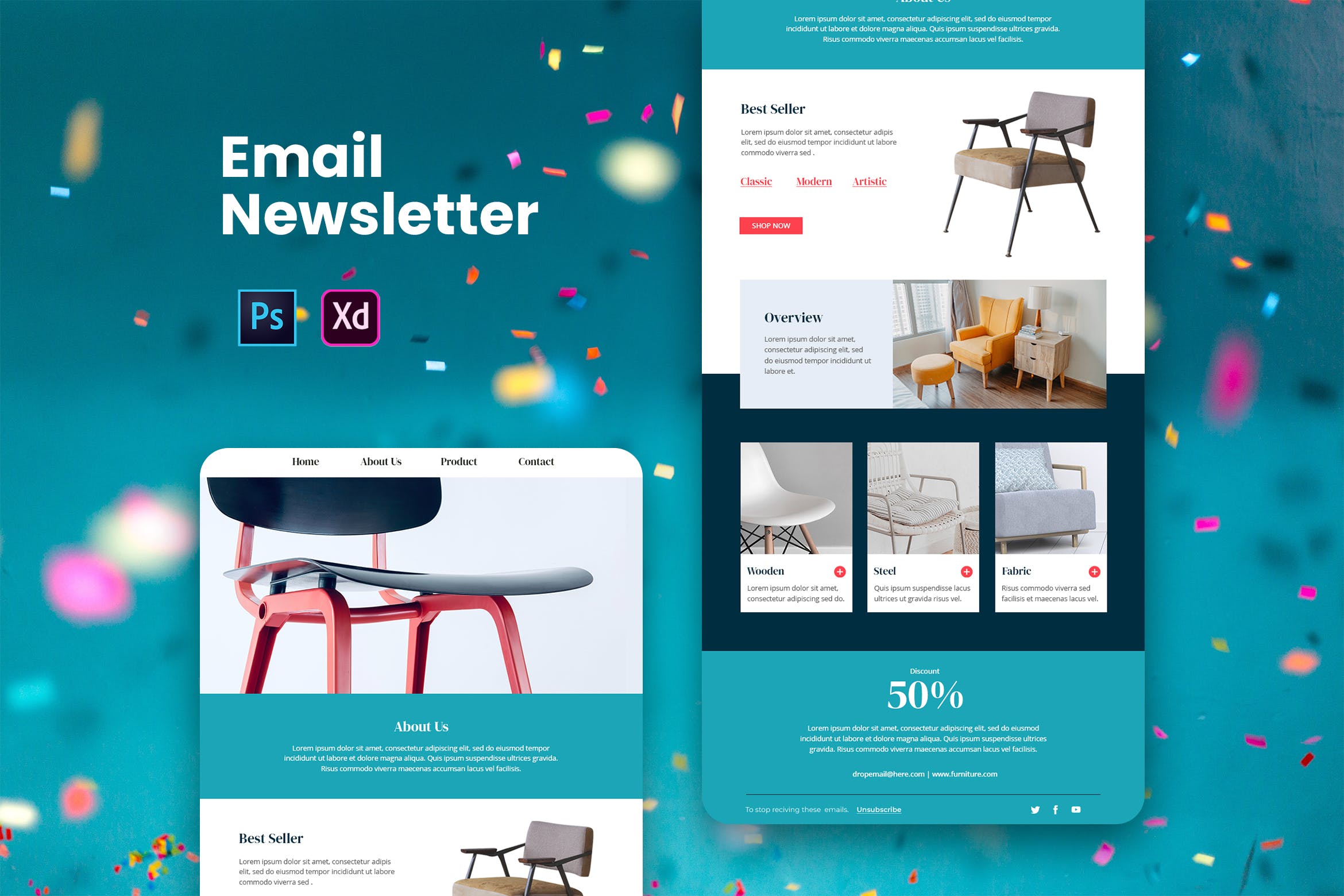 家具品牌推广EDM邮件模板第一素材精选 Furniture Email Newsletter插图
