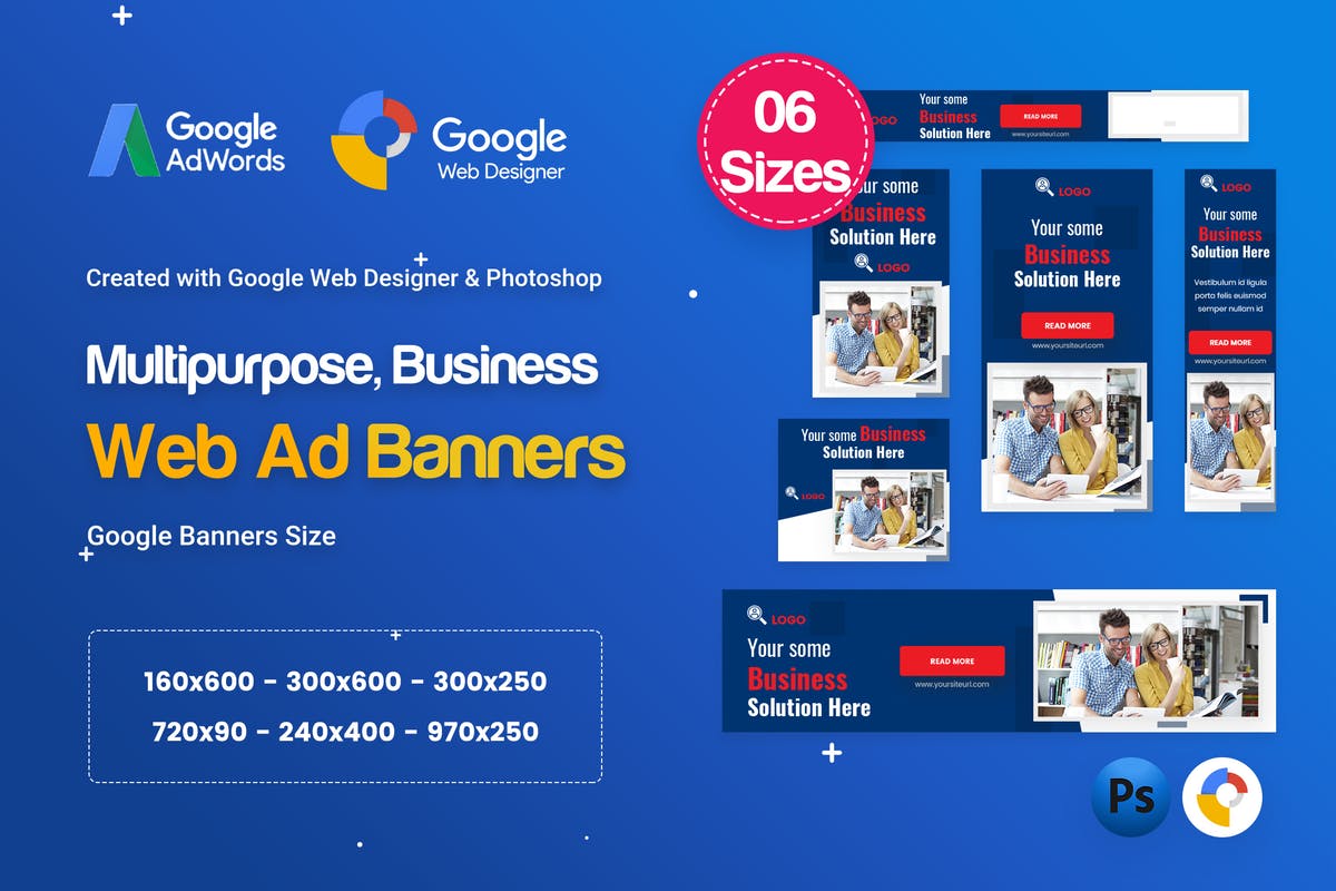 针对谷歌广告系统设计的广告Banner设计素材模板 Multi-Purpose Banners HTML5 D52 – GWD & PSD插图
