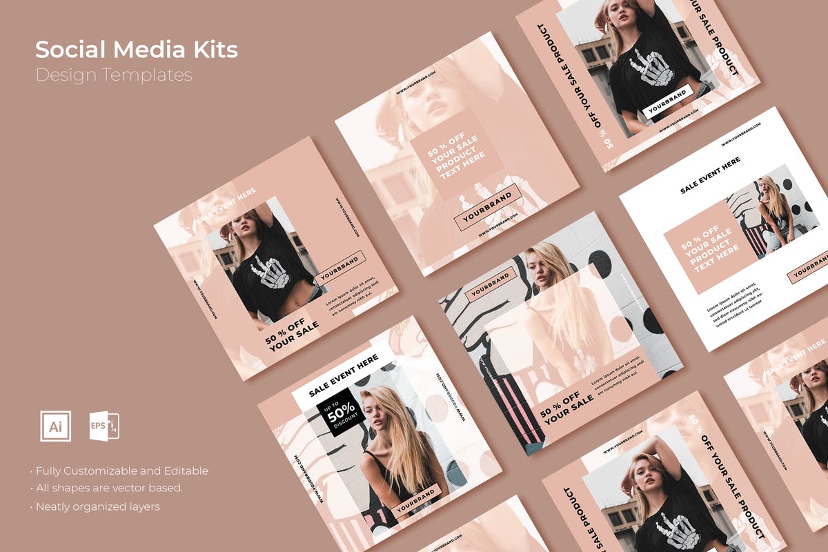 社交媒体新媒体品牌故事促销广告设计模板第一素材精选V37 SRTP – Social Media Kit.37插图