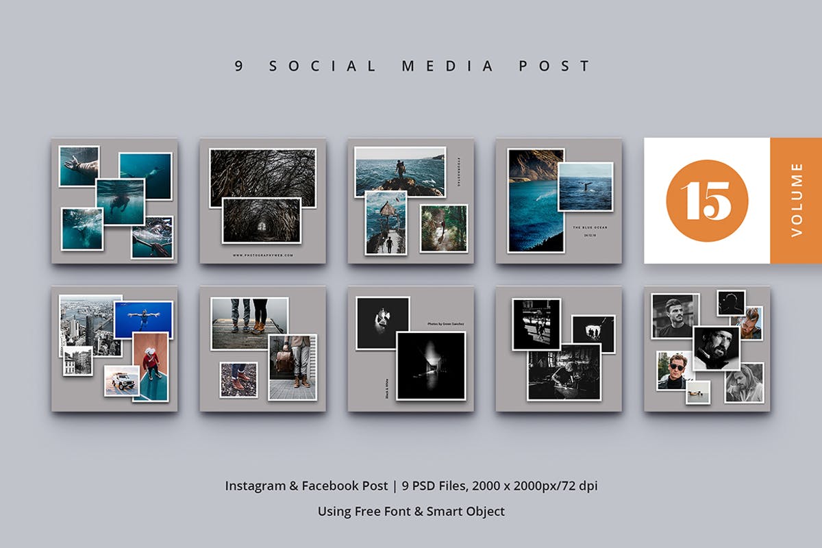 社交媒体新媒体文章编辑创意贴图素材PSD模板第一素材精选 Social Media Post Vol. 15插图