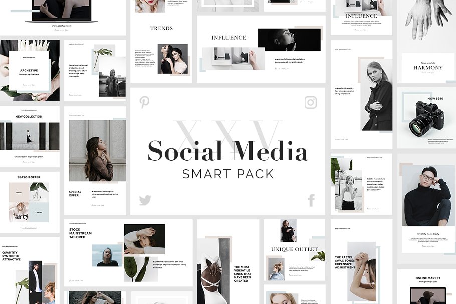 博客&社交媒体通用贴图模板第一素材精选大合集 Smart Social Media Pack插图