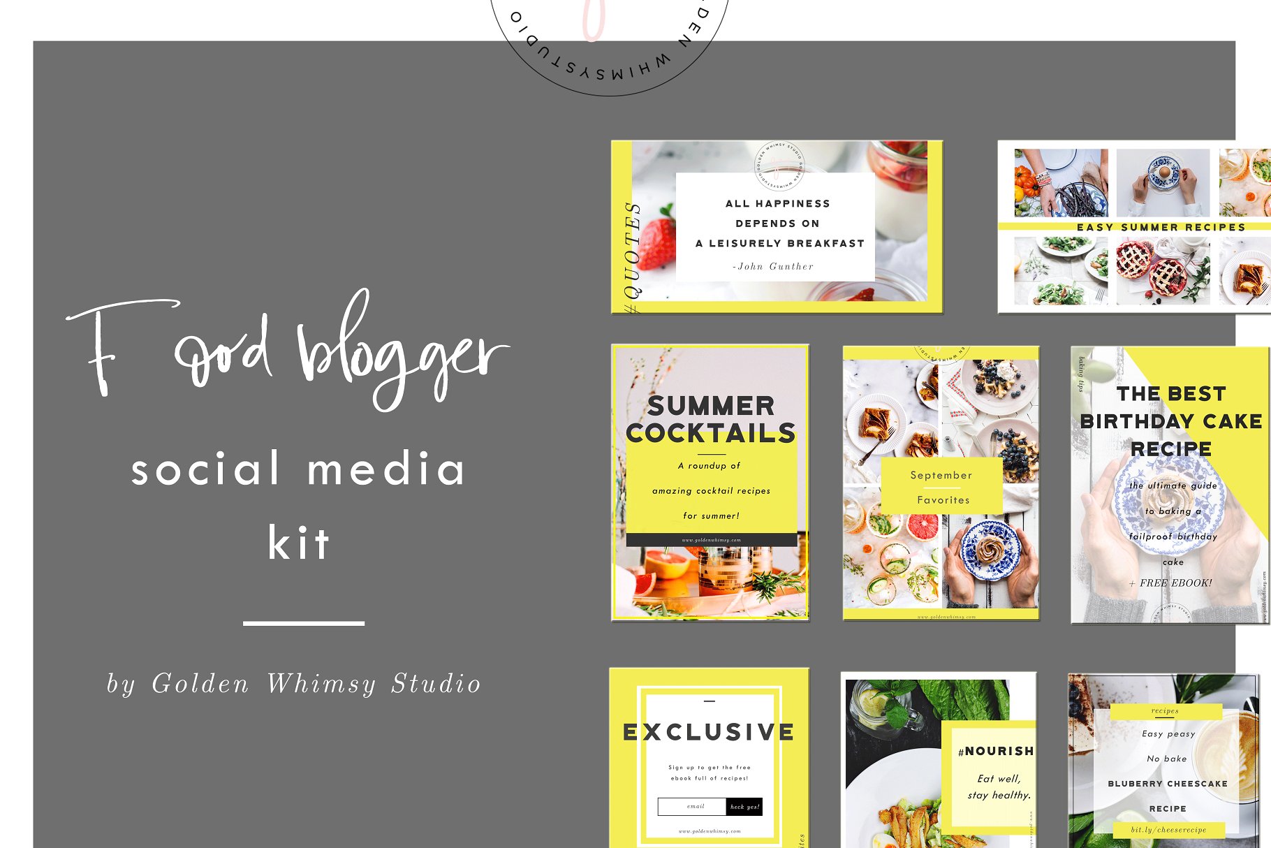美食饮食社交媒体贴图素材包 Food Blogger Social Media Kit插图