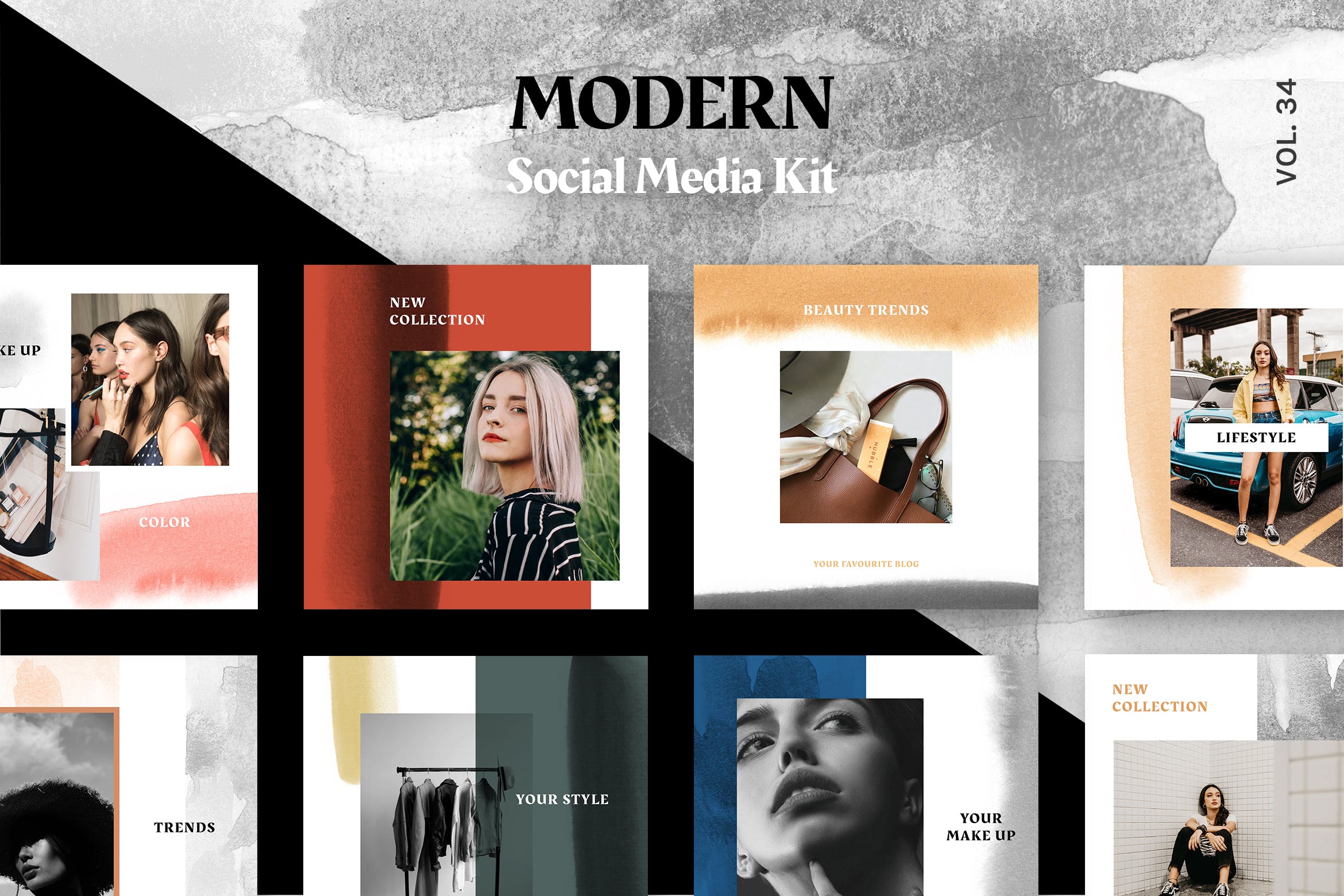 现代时尚风格社交媒体设计素材包v34 Modern Social Media Kit (Vol. 34)插图