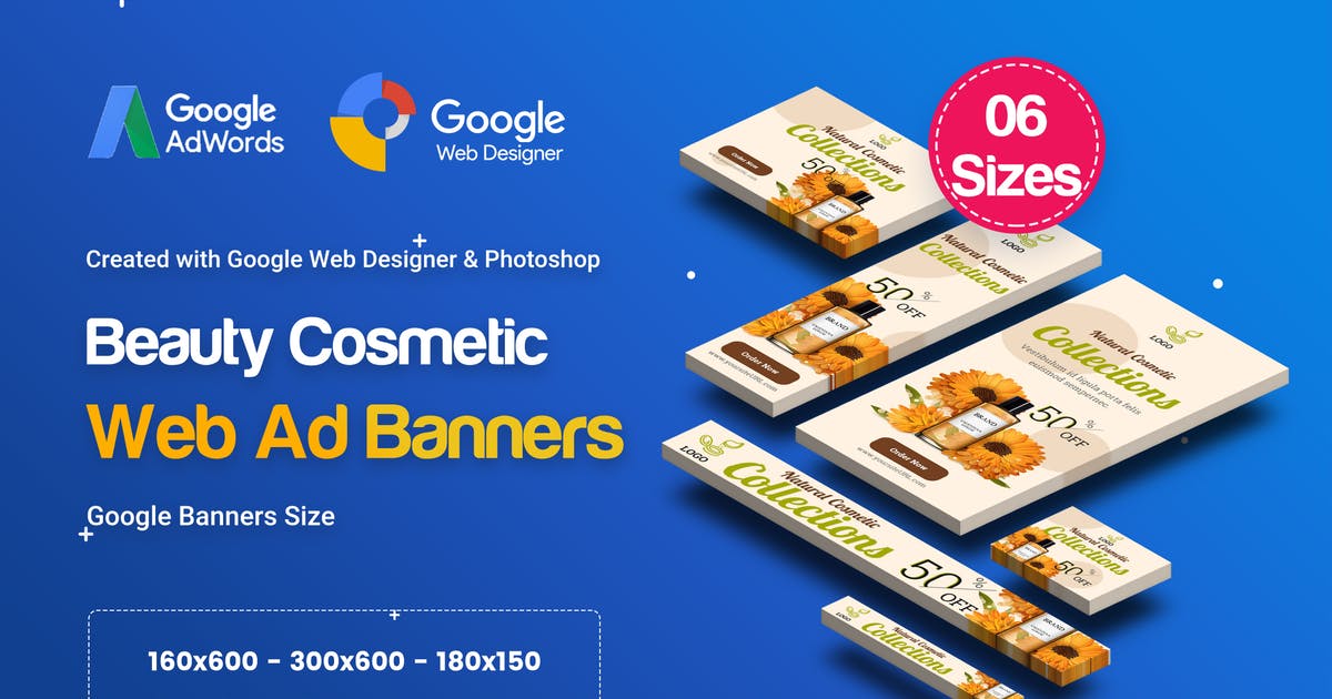 护肤品化妆品促销谷歌第一素材精选广告模板素材 C18 – Cosmetic Banners HTML5 – GWD & PSD插图