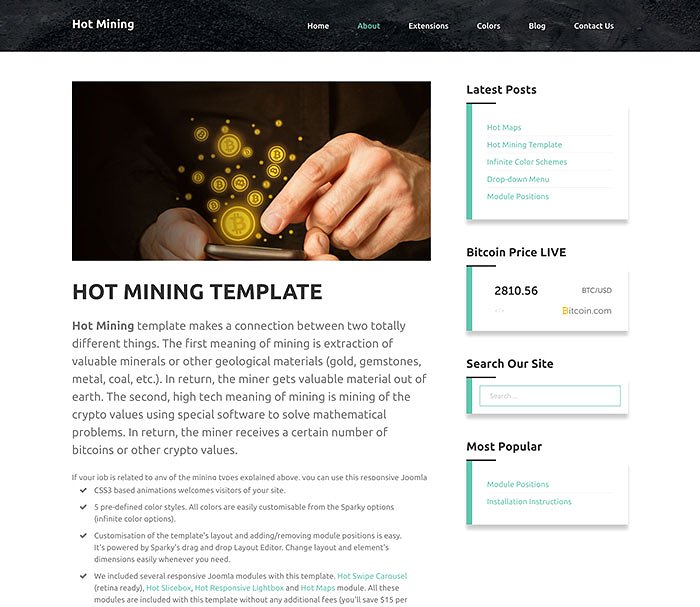 挖矿主题网站Joomla模板蚂蚁素材精选 Hot Mining插图(8)