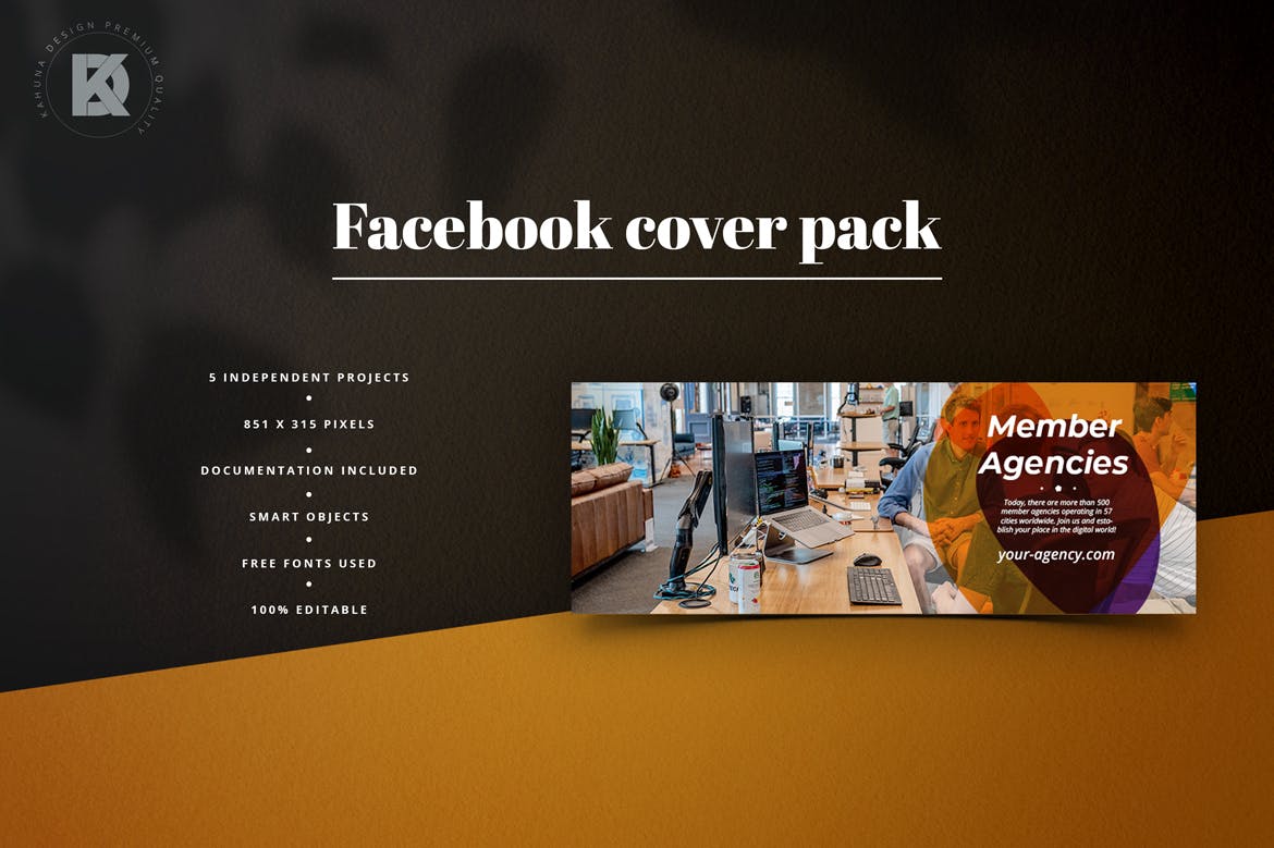 Facebook主页业务推广封面设计模板第一素材精选素材 Business Facebook Cover Pack插图(4)