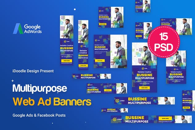 Facebook&谷歌商业广告Banner设计模板 Multipurpose, Business, Startup Banners Ad插图1