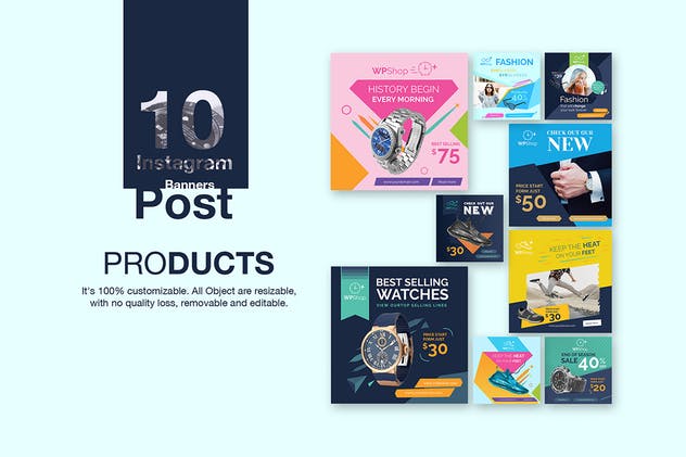 10款Instagram文章电商产品Banner广告模板 10 Instagram Post Banner-Products插图1