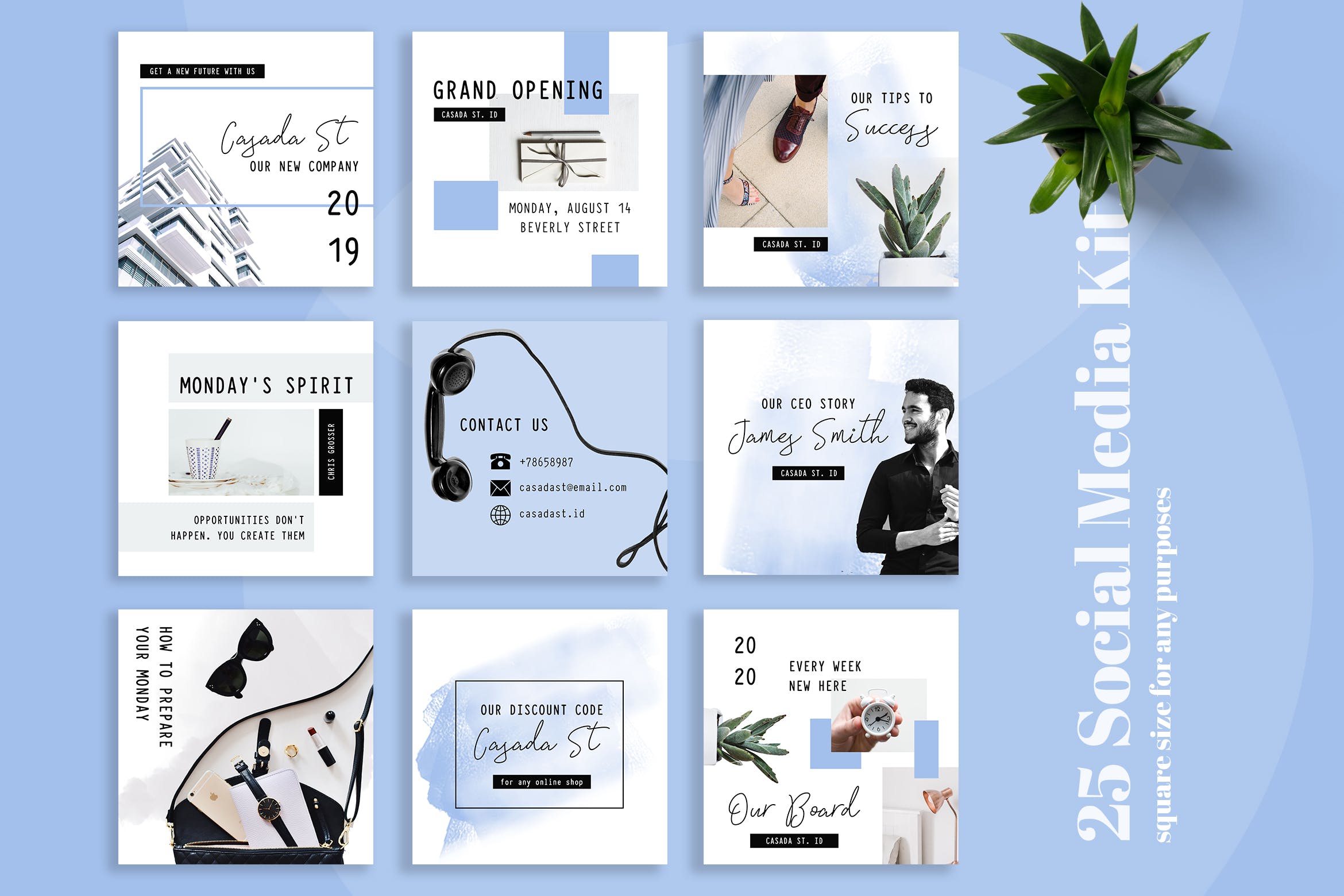 企业品牌营销社交媒体广告设计模板蚂蚁素材精选 Casada Social Media Kit插图
