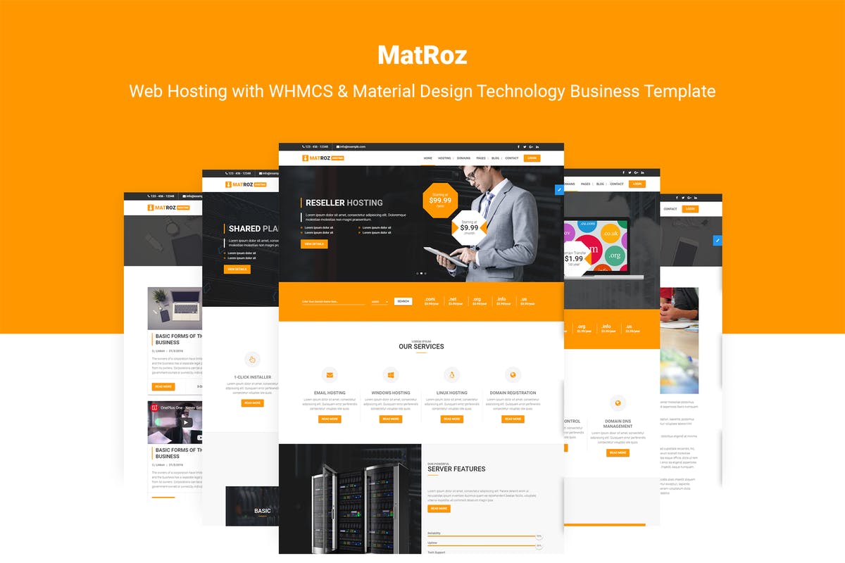 服务器托管商云服务器供应商网站HTML模板第一素材精选 MatRoz | Hosting & Technology Business Template插图