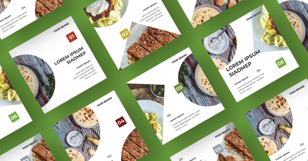 自媒体社交媒体美食品牌广告设计模板第一素材精选AI&EPS SRTP – Social Media Kit.104插图
