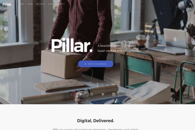 响应式多用途创业公司网站Drupal主题模板蚂蚁素材精选 Pillar – Multipurpose Drupal 8 Theme插图(1)