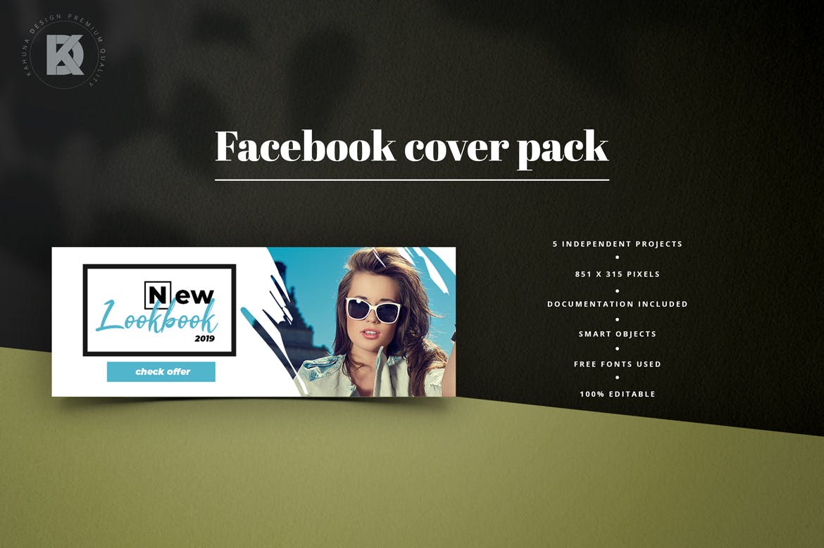 时装品牌Facebook社交推广封面设计模板第一素材精选 Fashion Facebook Cover Kit插图(5)